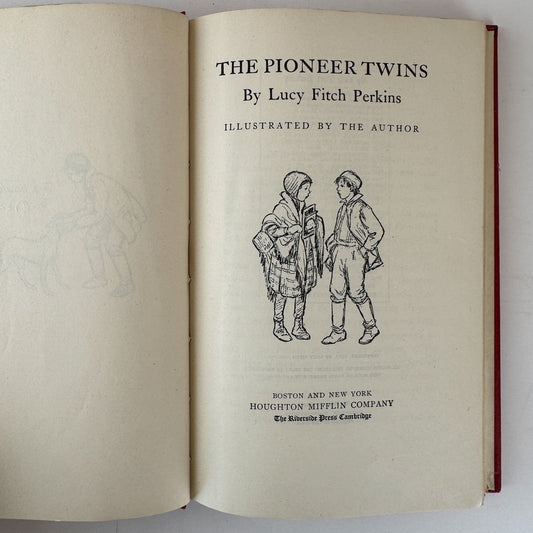 The Pioneer Twins, Lucy Fitch Perkins, 1927, Kids Historical Fiction - Pretty Old Books