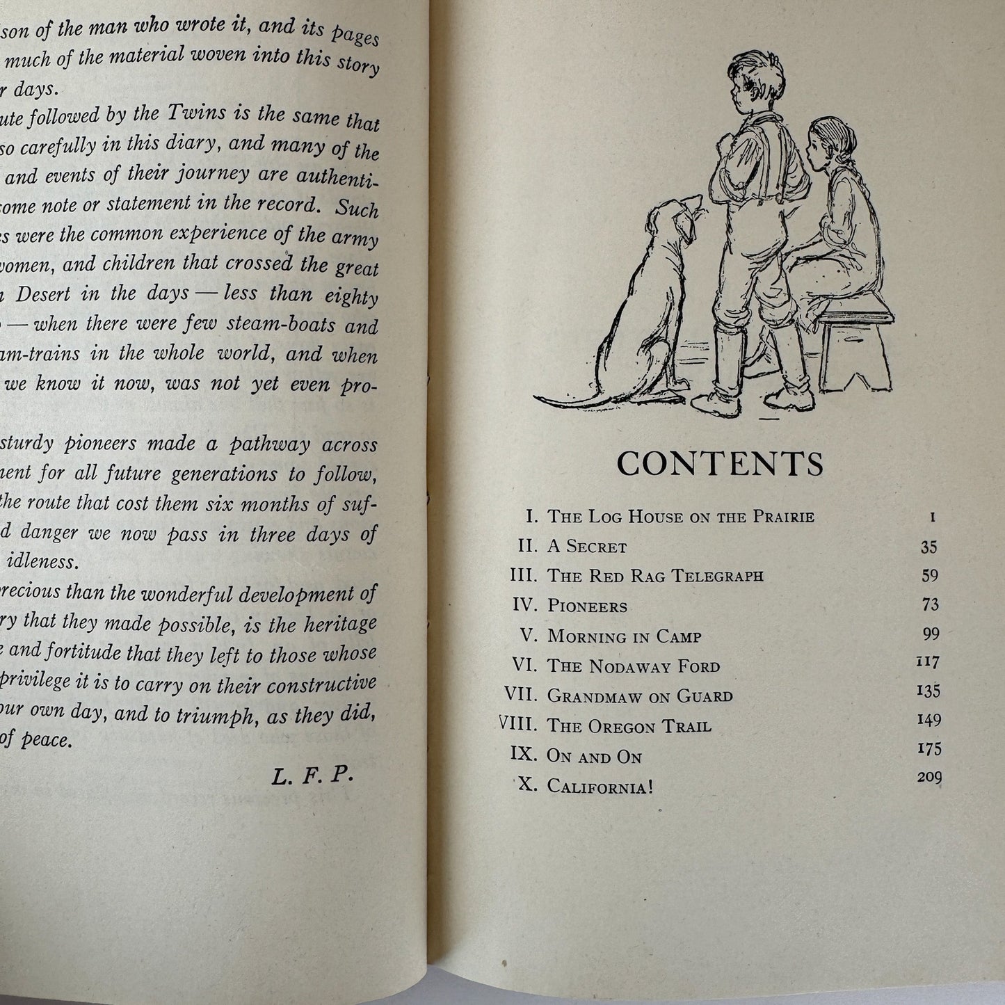 The Pioneer Twins, Lucy Fitch Perkins, 1927, Kids Historical Fiction - Pretty Old Books