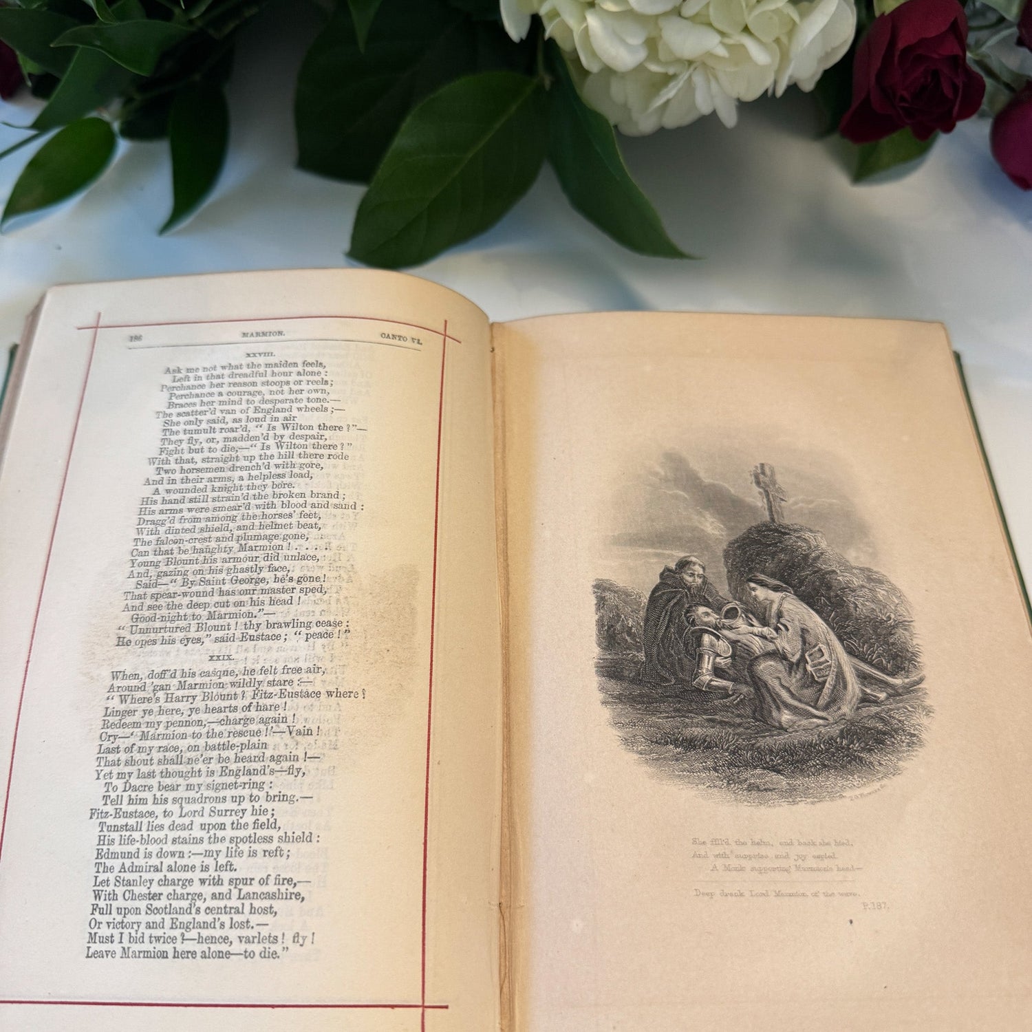 The Poetical Works of Sir Walter Scott, Antique Ornate Green Hardcover - Pretty Old Books