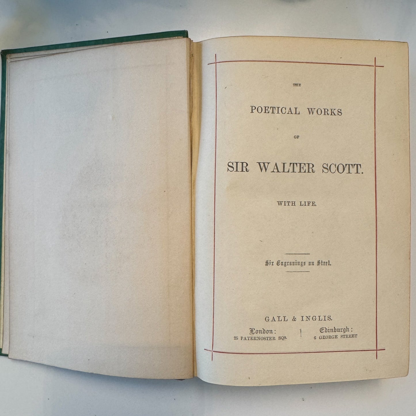 The Poetical Works of Sir Walter Scott, Antique Ornate Green Hardcover - Pretty Old Books