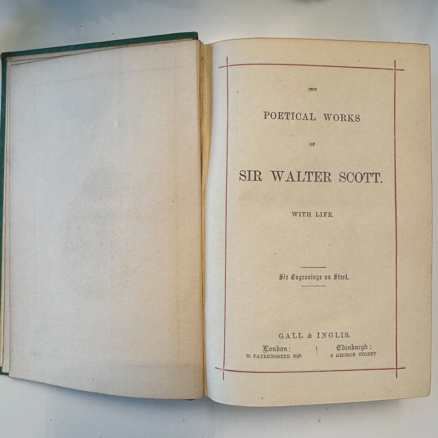 The Poetical Works of Sir Walter Scott, Antique Ornate Green Hardcover - Pretty Old Books