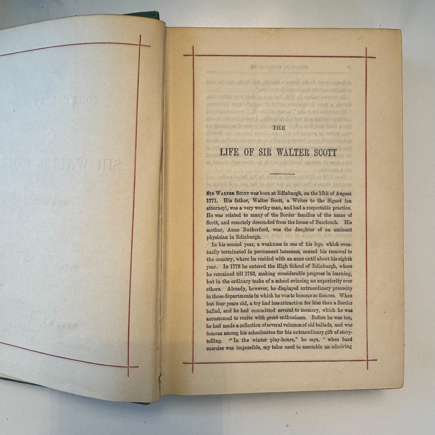 The Poetical Works of Sir Walter Scott, Antique Ornate Green Hardcover - Pretty Old Books