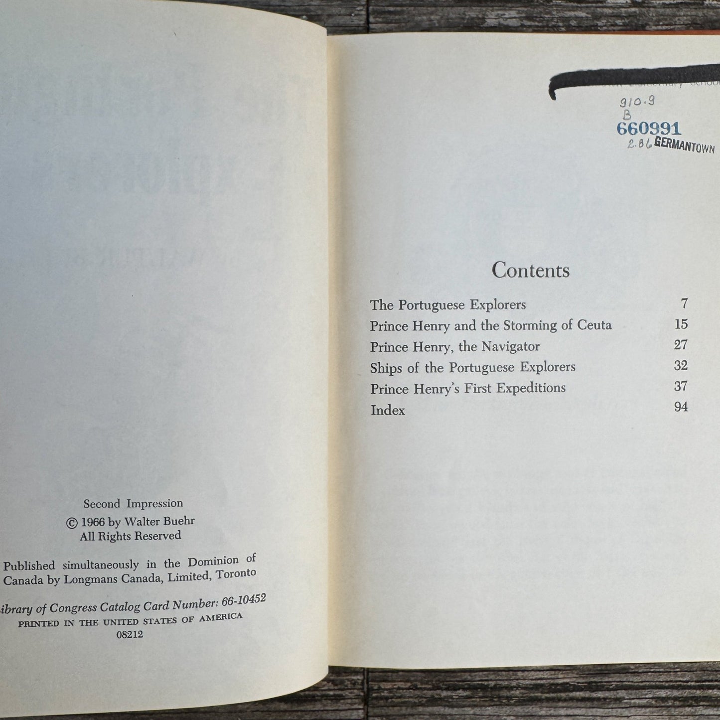 The Portuguese Explorers, Walter Buehr, 1966 - Pretty Old Books