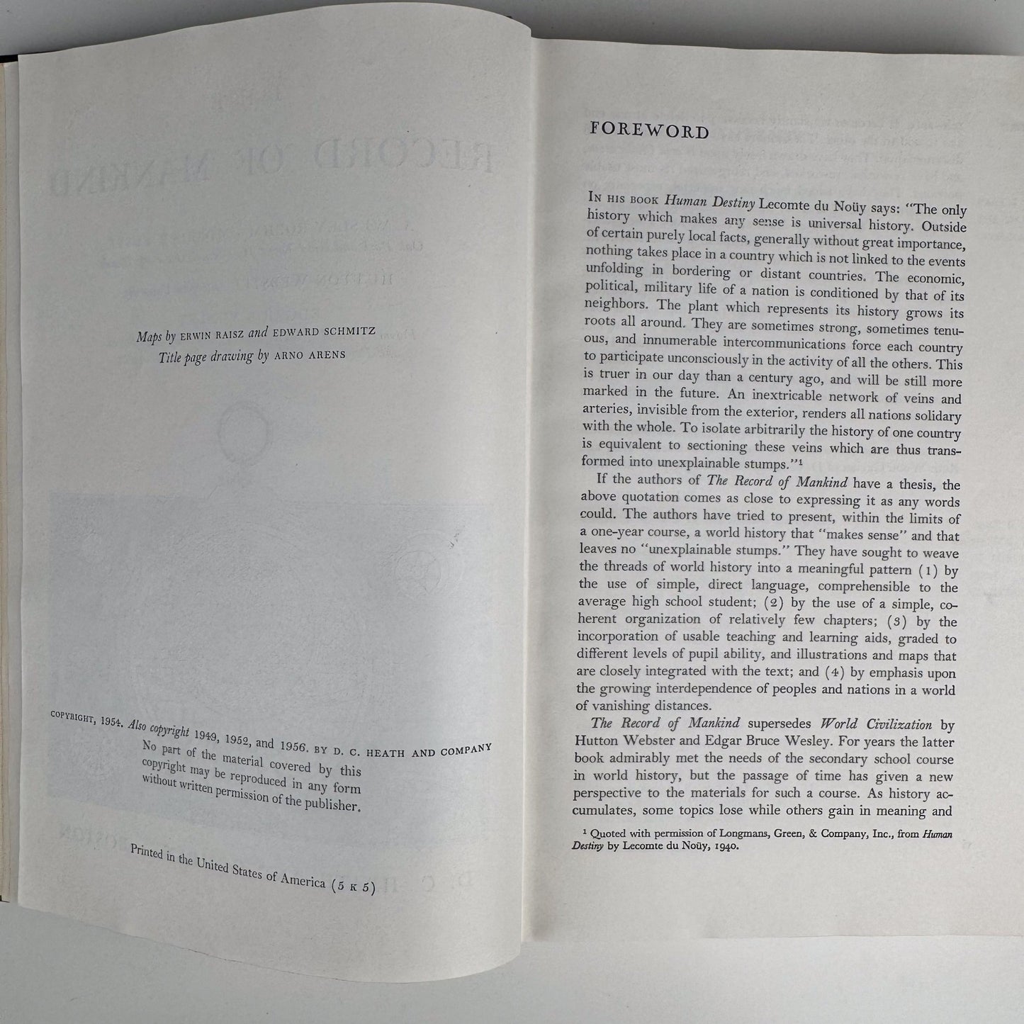 The Record of Mankind, 1954 History School Book - Pretty Old Books