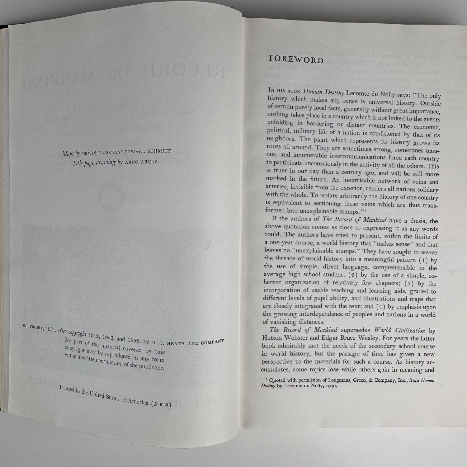 The Record of Mankind, 1954 History School Book - Pretty Old Books