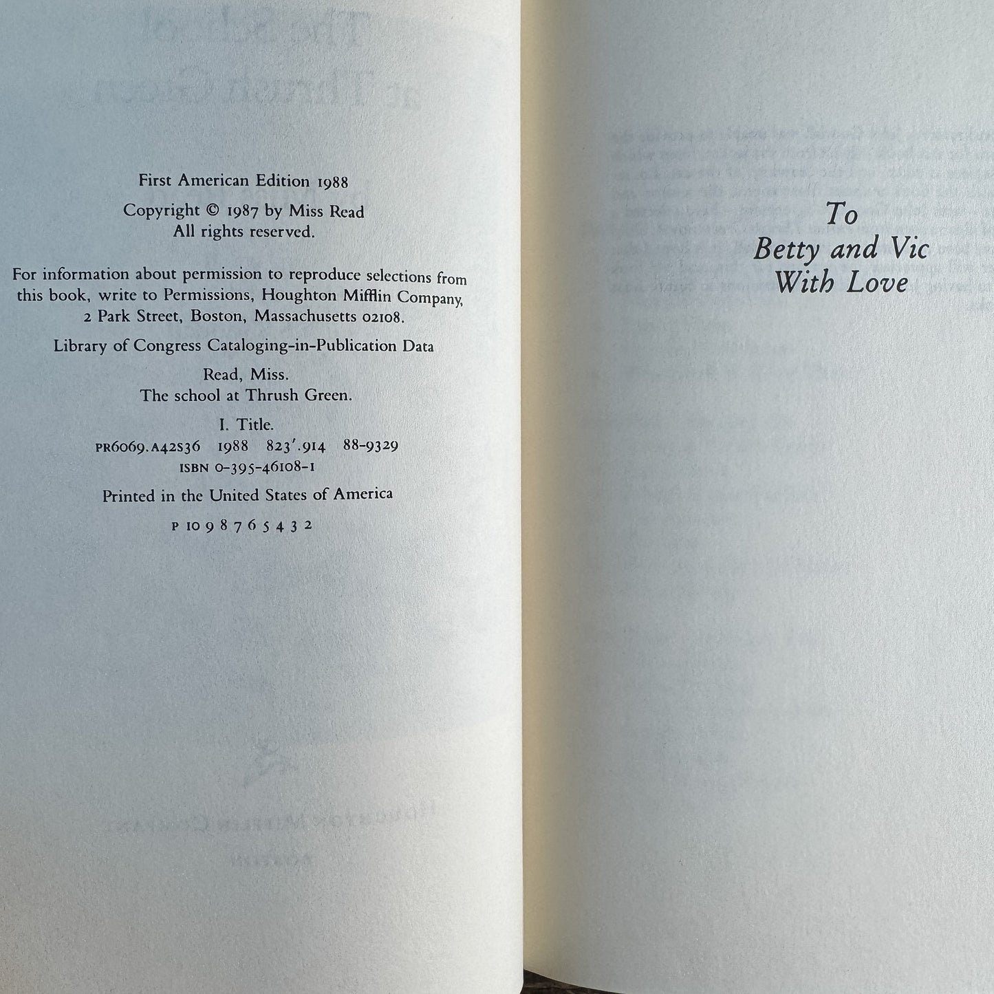 The School at Thrush Green, Miss Read, 1988, First American Edition - Pretty Old Books