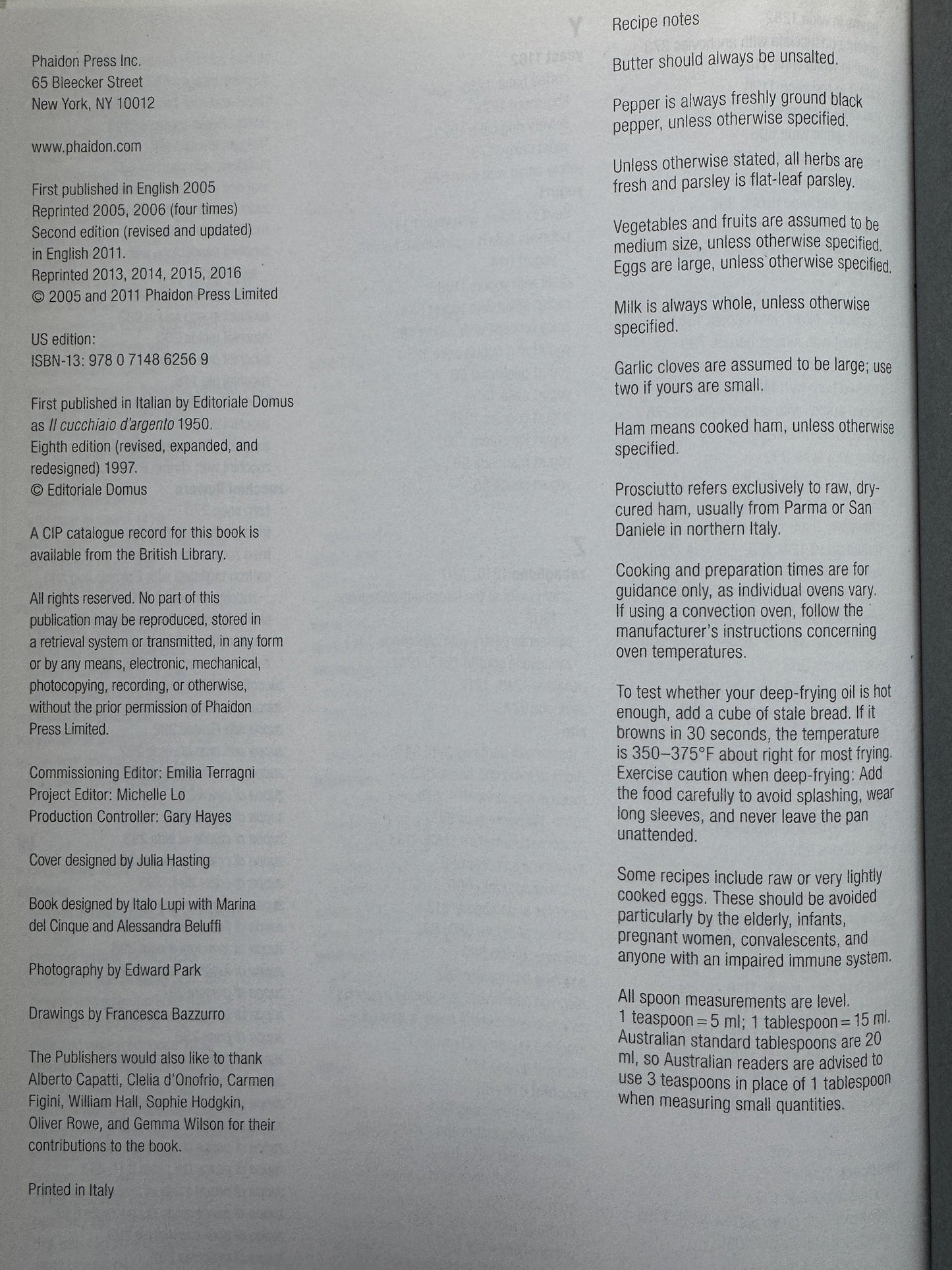 The Silver Spoon Cook Book, Phaidon, 2016 Italian Cooking Classic - Pretty Old Books