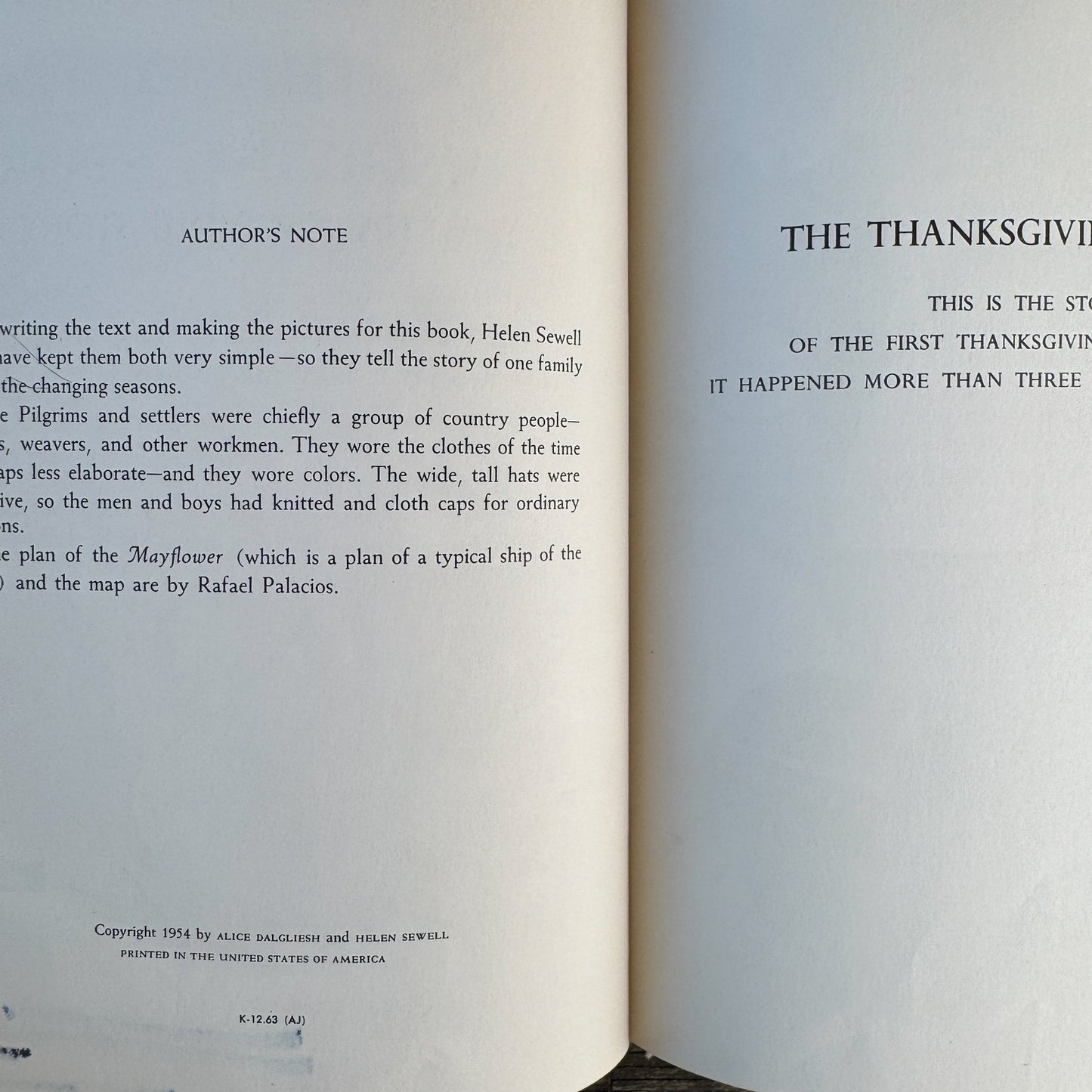 The Thanksgiving Story, Alice Dalgliesh, 1954, Helen Sewell - Pretty Old Books