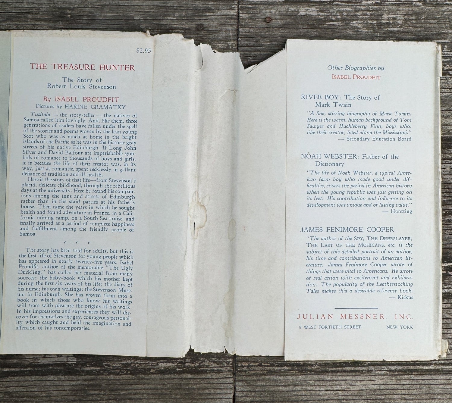 The Treasure Hunter: The Story of Robert Louis Stevenson, 1939 - Pretty Old Books