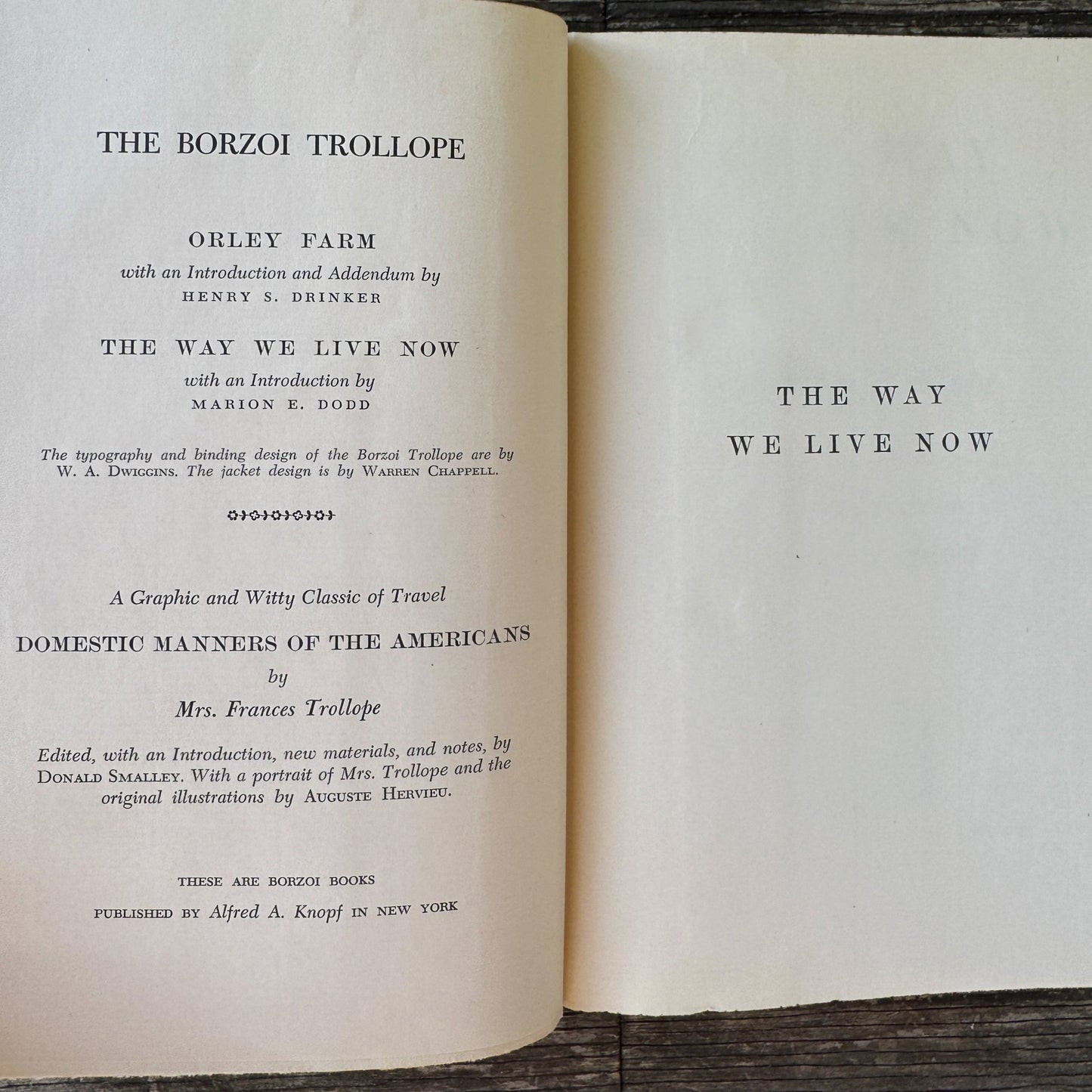 The Way We Live Now, Anthony Trollope, Borzoi 1st Ed, 1950 - Pretty Old Books