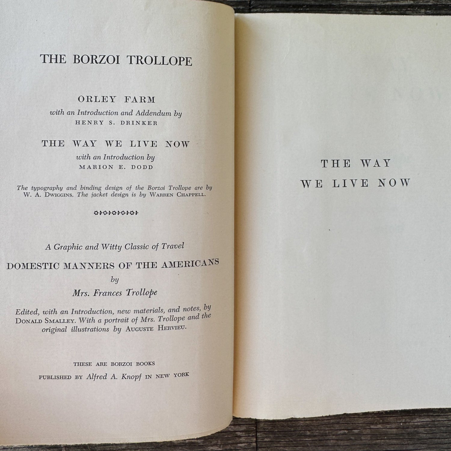 The Way We Live Now, Anthony Trollope, Borzoi 1st Ed, 1950 - Pretty Old Books