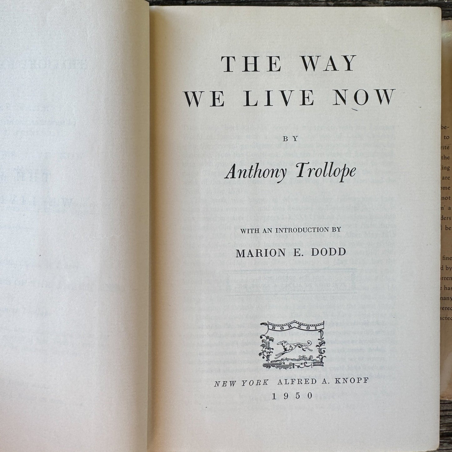 The Way We Live Now, Anthony Trollope, Borzoi 1st Ed, 1950 - Pretty Old Books