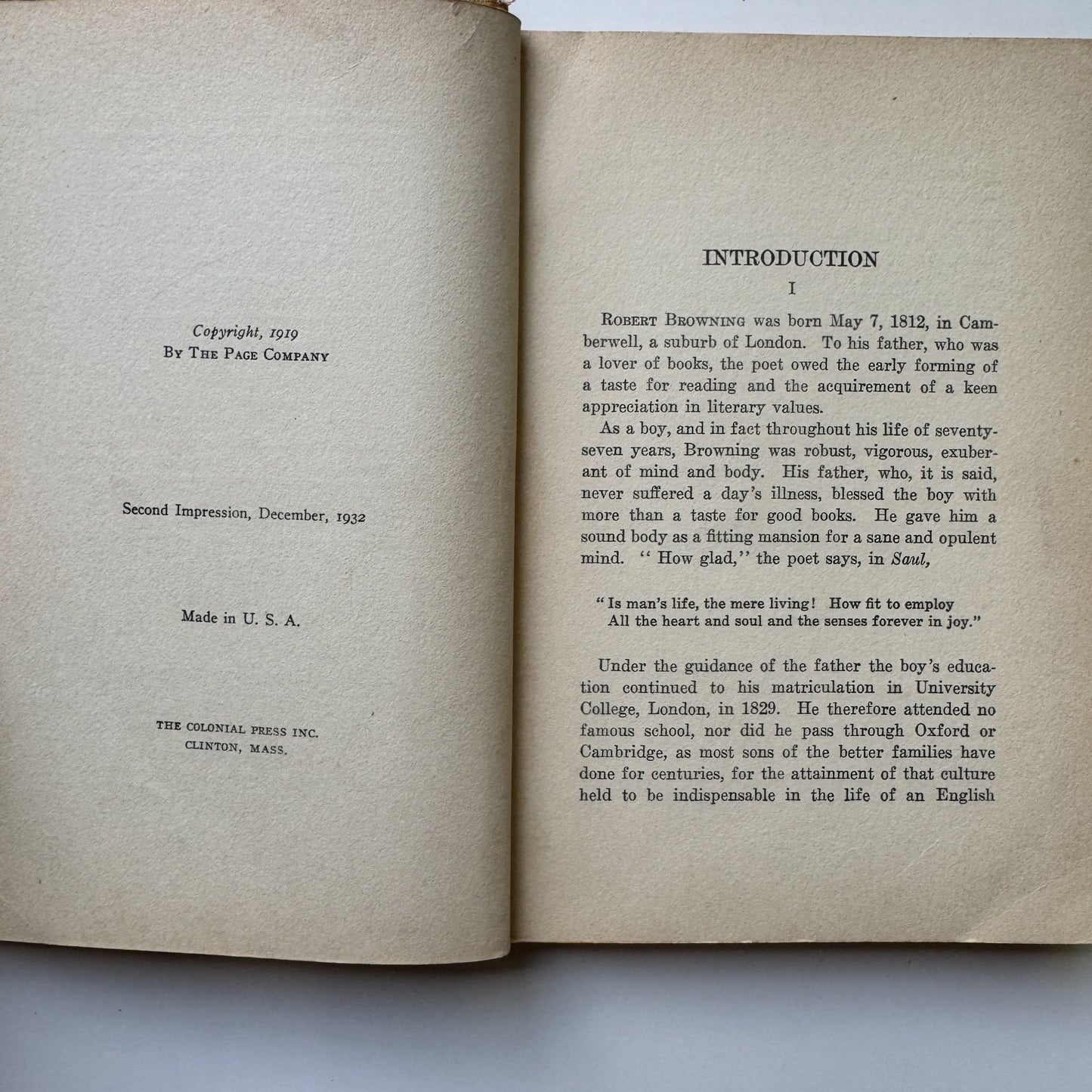 The Young Folks' Browning, Thomas Tapper, 1932 Poetry School Book - Pretty Old Books