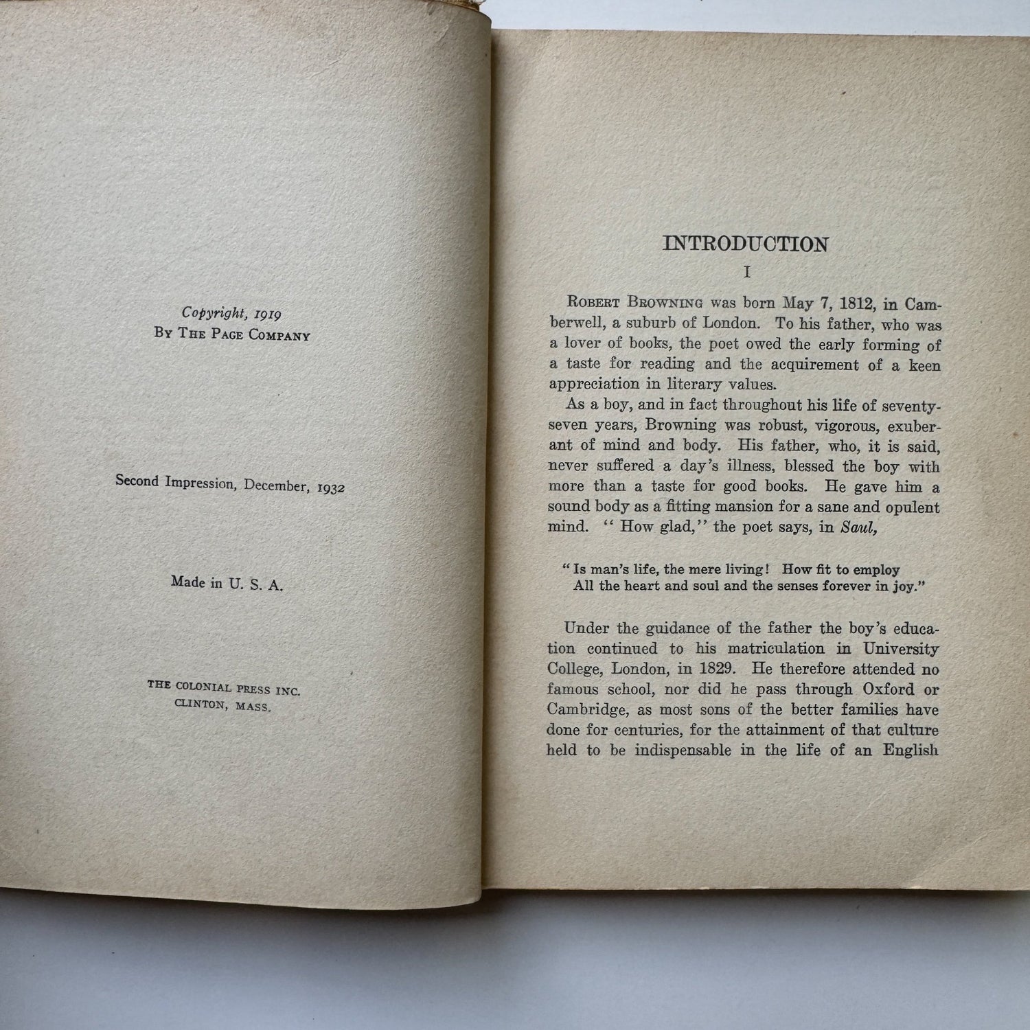 The Young Folks' Browning, Thomas Tapper, 1932 Poetry School Book - Pretty Old Books
