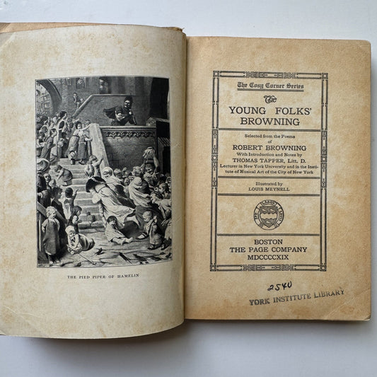 The Young Folks' Browning, Thomas Tapper, 1932 Poetry School Book - Pretty Old Books