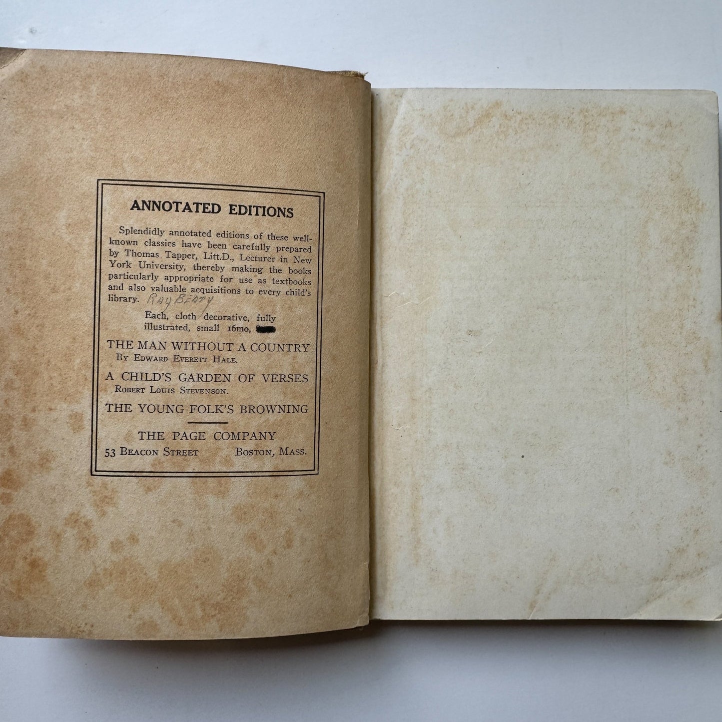 The Young Folks' Browning, Thomas Tapper, 1932 Poetry School Book - Pretty Old Books