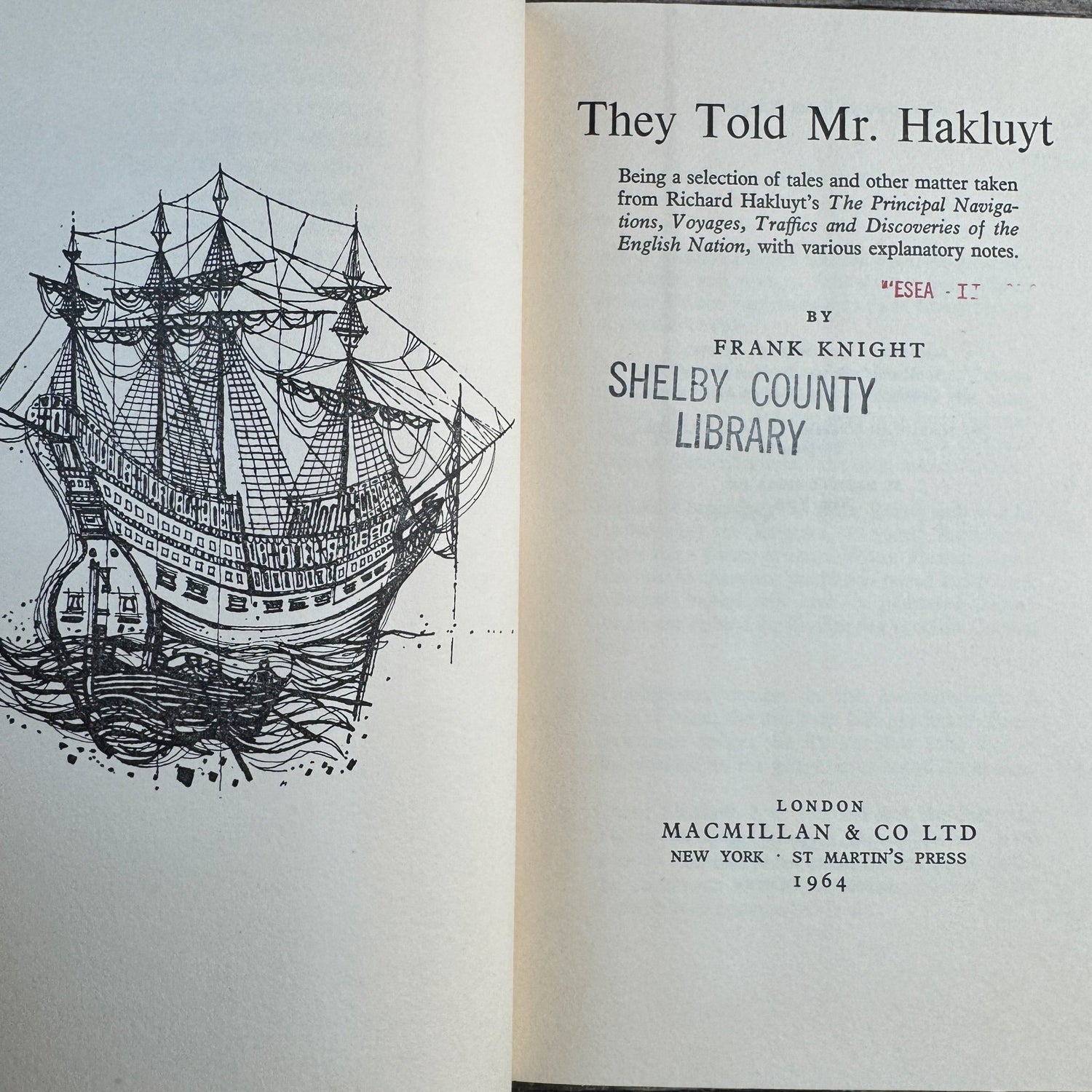 They Told Mr. Hakluyt, Frank Knight, 1964 - Pretty Old Books