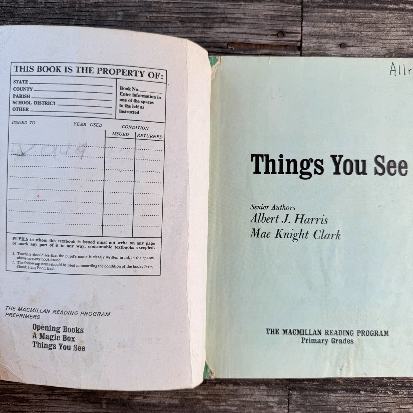 Things You See, Mae Knight Clark, Macmillan Reading Program, 1970 - Pretty Old Books