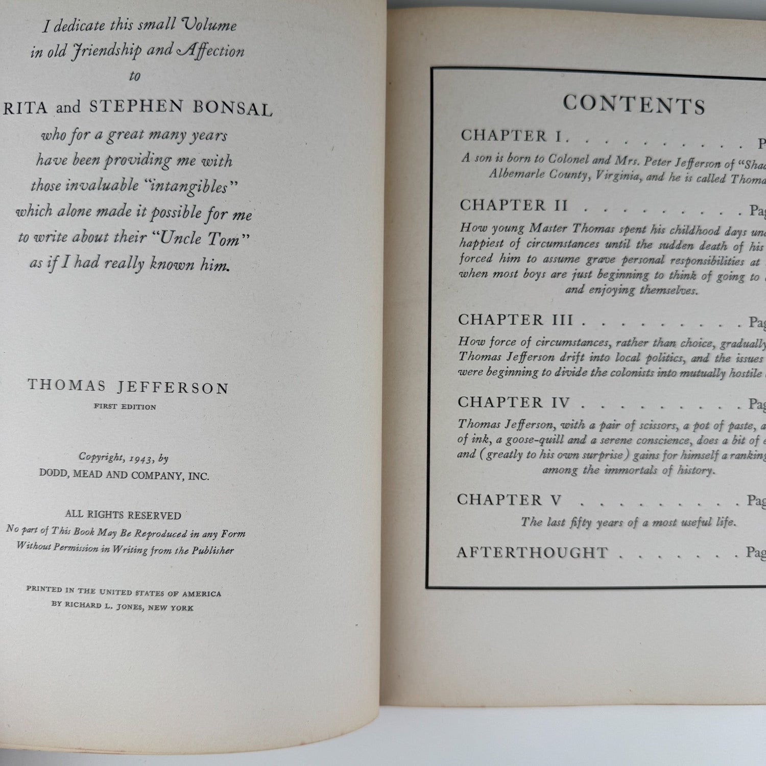 Thomas Jefferson, Henrik Willem Van Loon, 1943 First Edition - Pretty Old Books