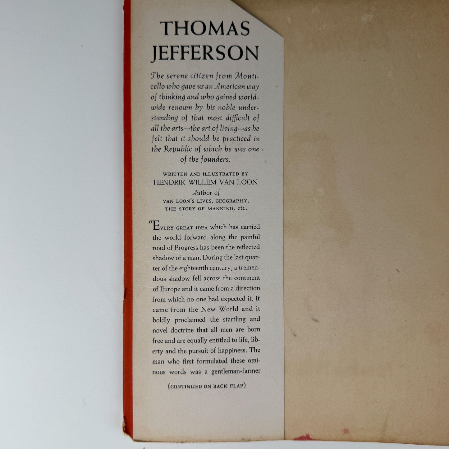 Thomas Jefferson, Henrik Willem Van Loon, 1943 First Edition - Pretty Old Books