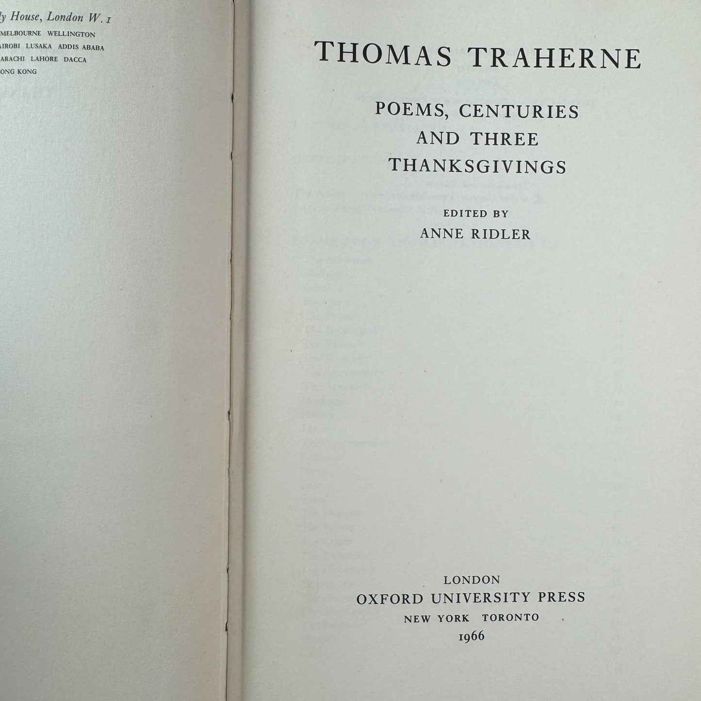Thomas Traherne: Poems, Centuries and Three Thanksgivings, Edited by Anne Ridler, 1966 - Pretty Old Books