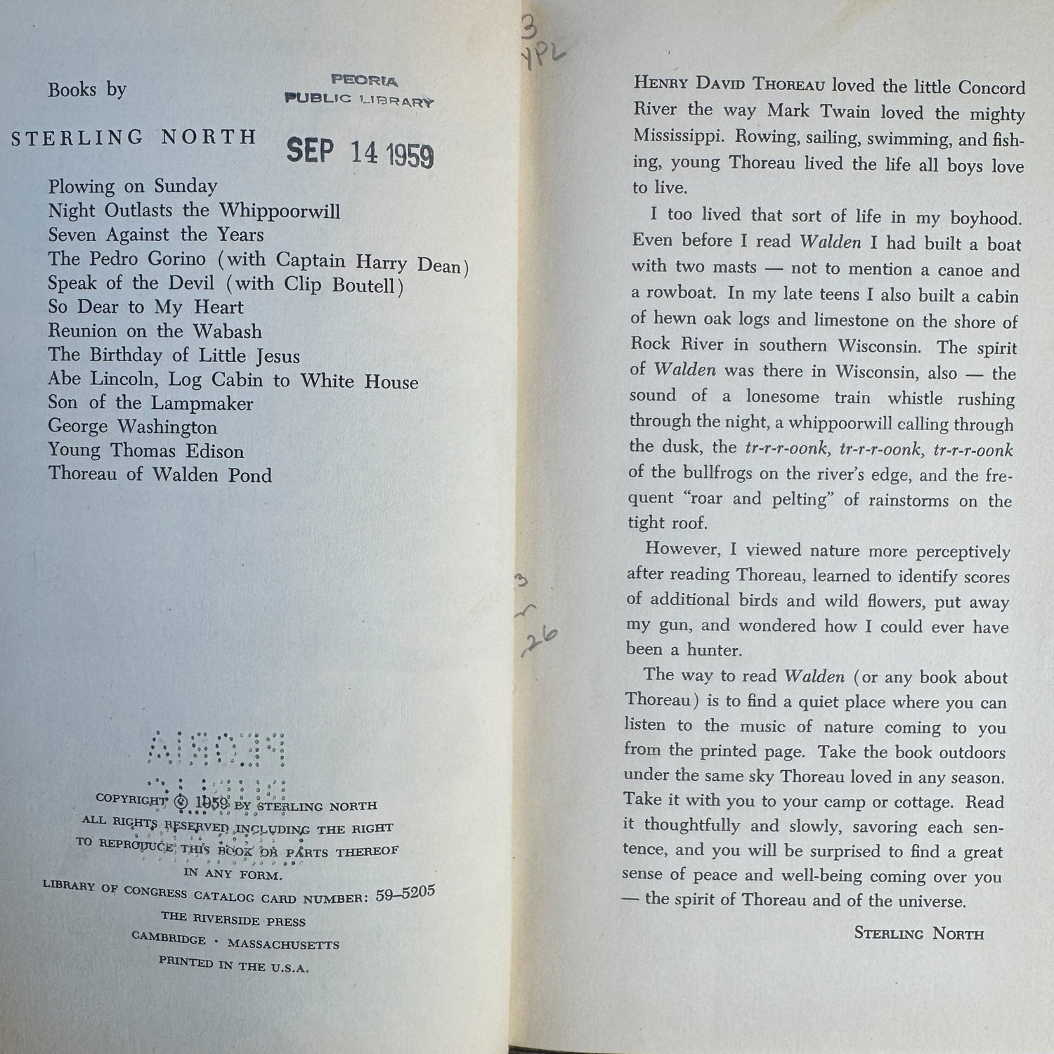 Thoreau of Walden Pond, 1959 Juvenile Biography - Pretty Old Books