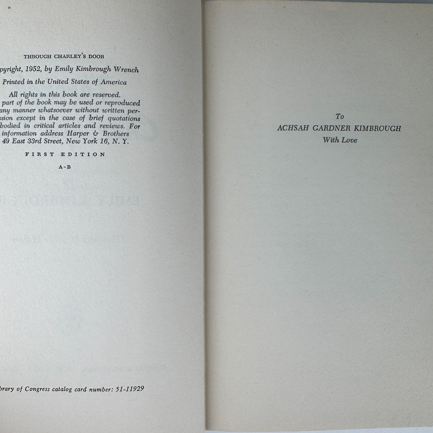 Through Charley’s Door, First Edition, 1952, Signed by Author - Pretty Old Books