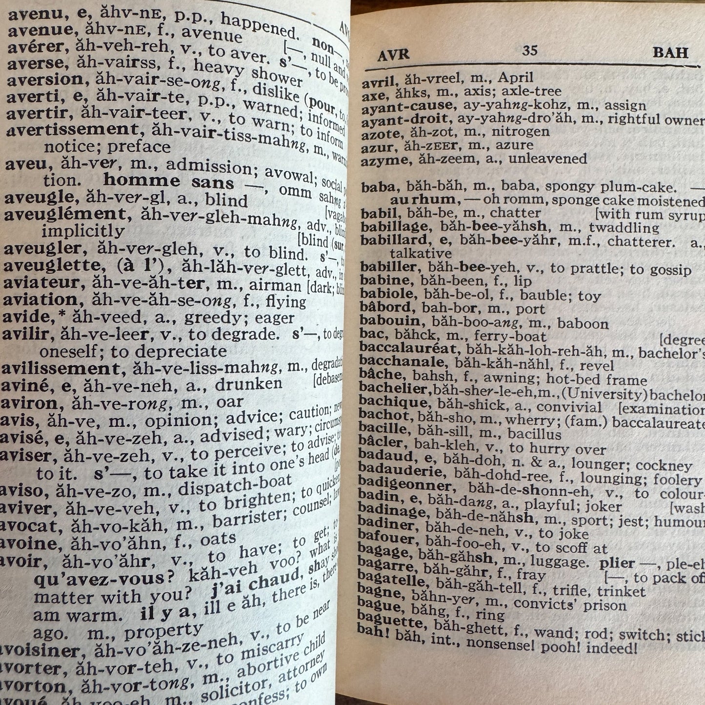 Tiny 1929 Vintage French - English Dictionary - Pretty Old Books