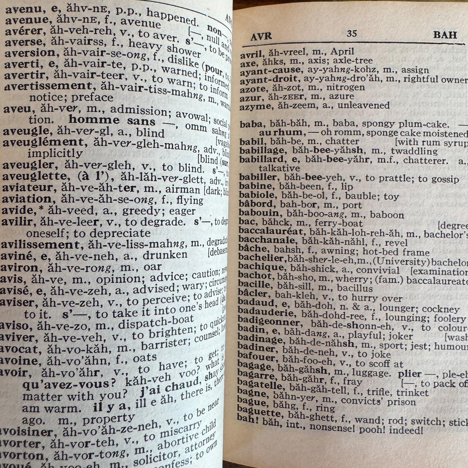 Tiny 1929 Vintage French - English Dictionary - Pretty Old Books