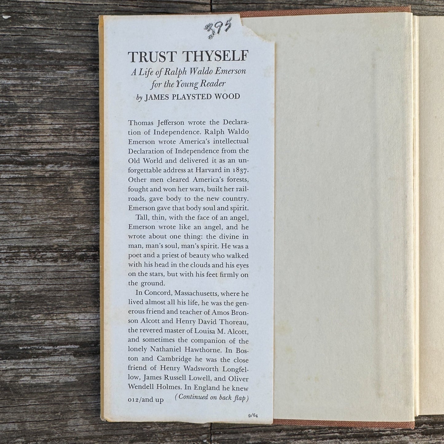 Trust Thyself: A Life of Ralph Waldo Emerson for Young People - Pretty Old Books
