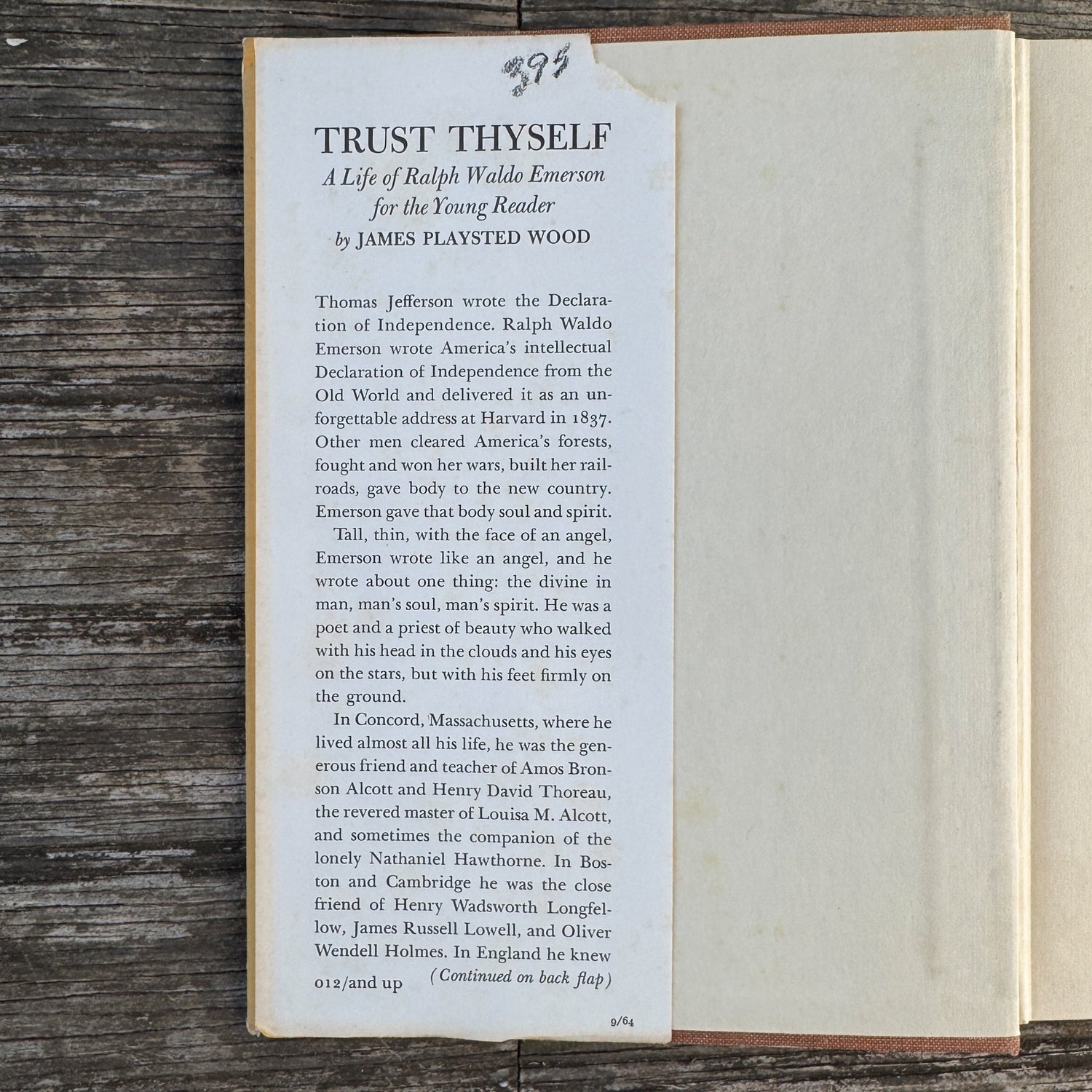 Trust Thyself: A Life of Ralph Waldo Emerson for Young People - Pretty Old Books