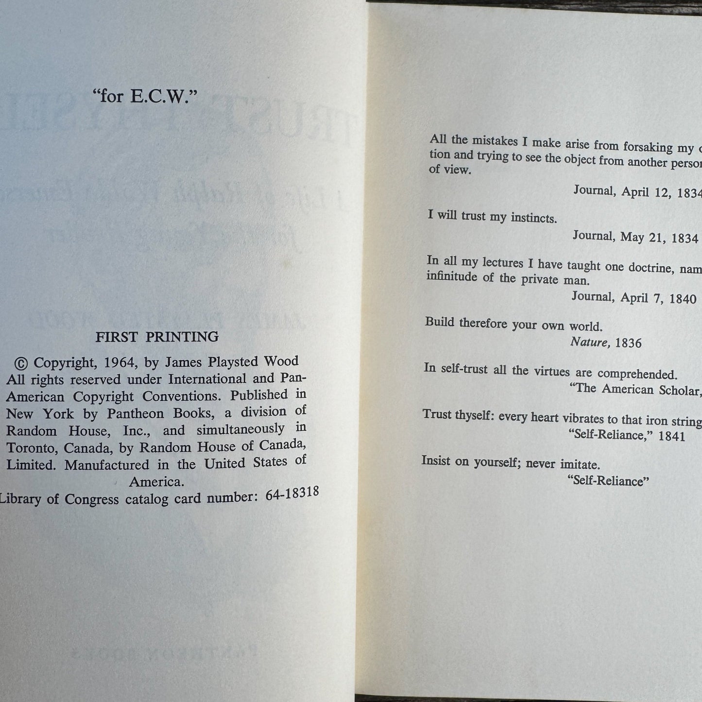 Trust Thyself: A Life of Ralph Waldo Emerson for Young People - Pretty Old Books