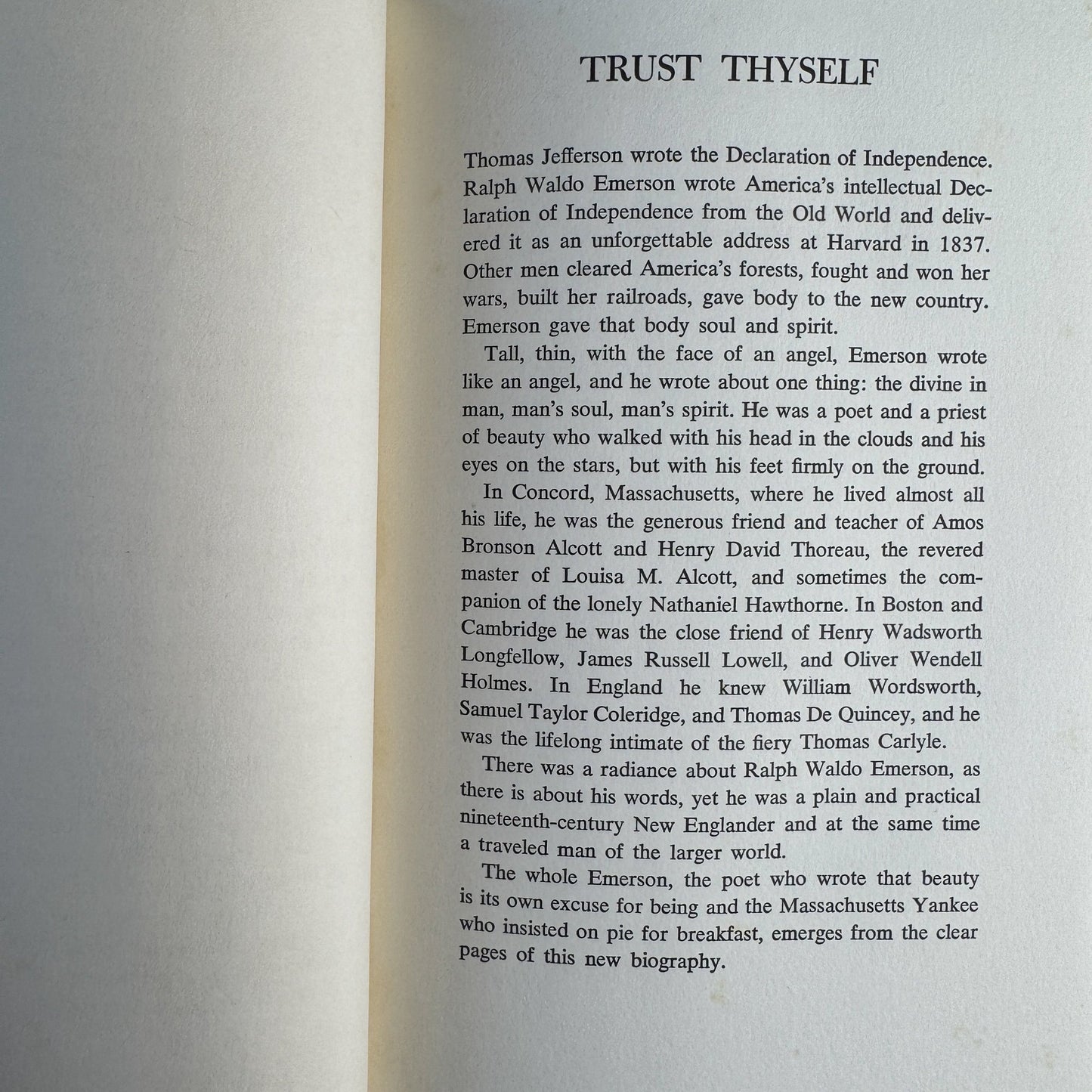 Trust Thyself: A Life of Ralph Waldo Emerson for Young People - Pretty Old Books