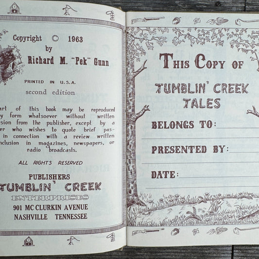 Tumblin’ Creek Tales and Other Poems, Richard M. “Pek” Gunn, 1963, Signed Hardcover - Pretty Old Books