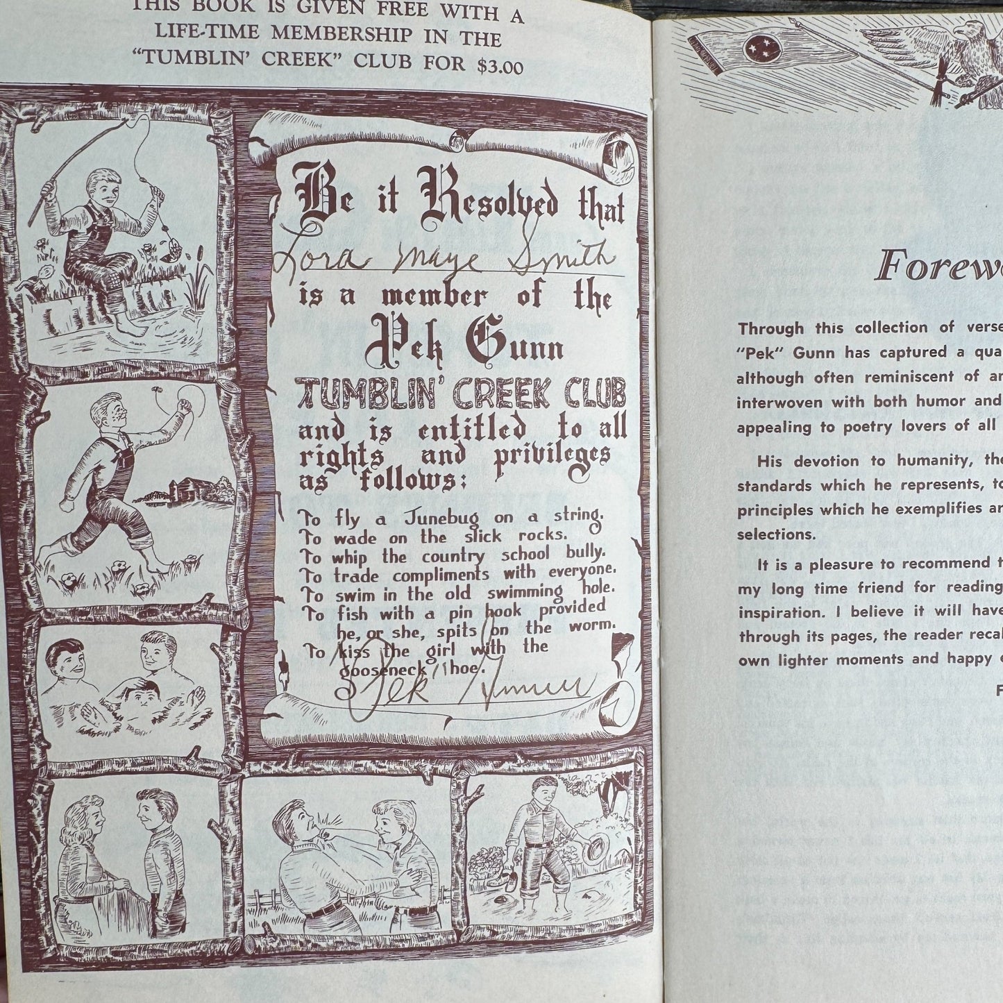 Tumblin’ Creek Tales and Other Poems, Richard M. “Pek” Gunn, 1963, Signed Hardcover - Pretty Old Books