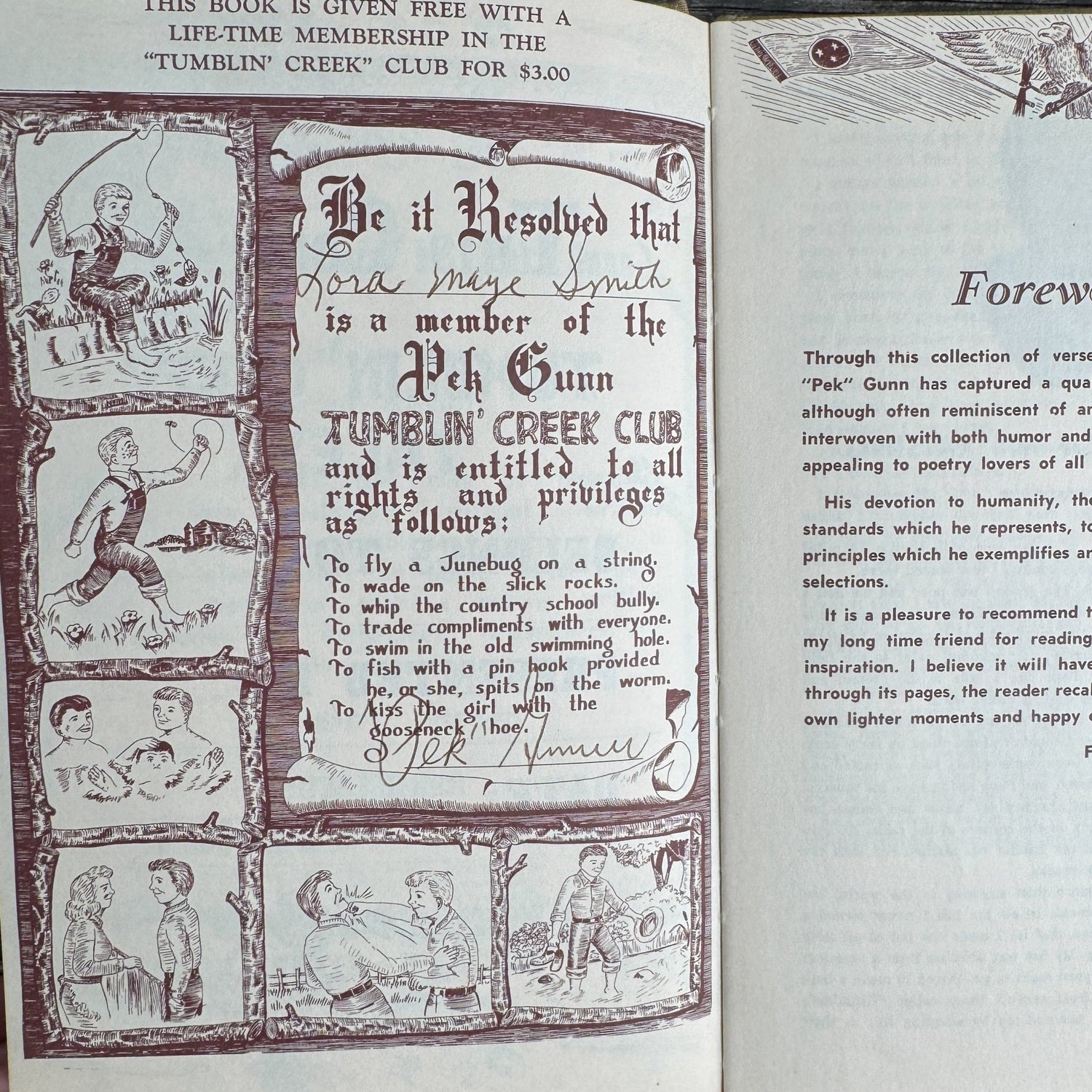 Tumblin’ Creek Tales and Other Poems, Richard M. “Pek” Gunn, 1963, Signed Hardcover - Pretty Old Books