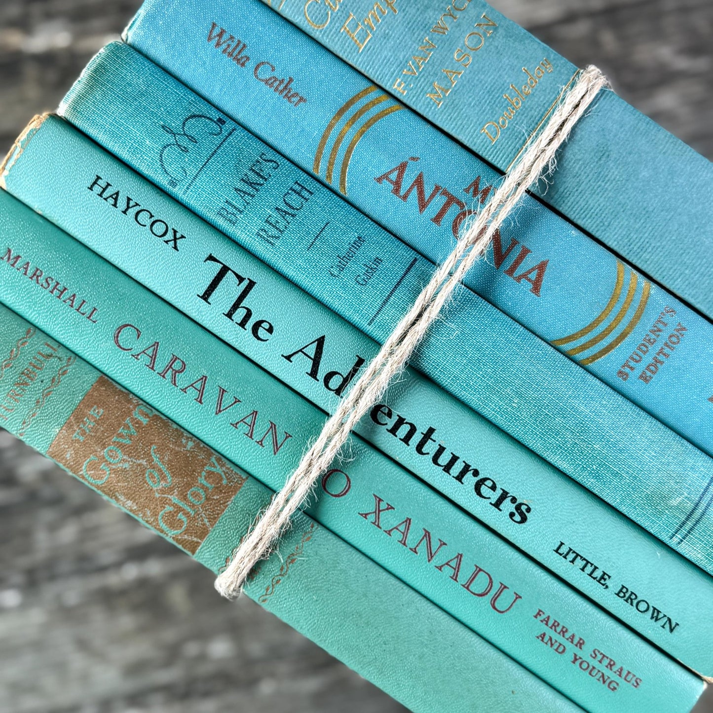 Turquoise and Seafoam Green Book Set for Bookshelf Decor - Pretty Old Books
