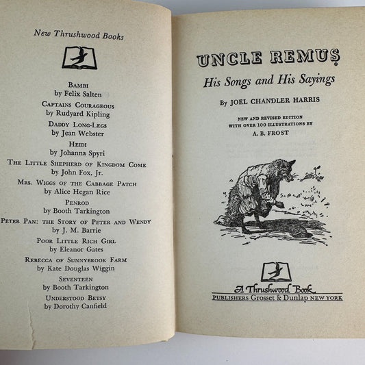 Uncle Remus: His Songs and His Sayings, Joel Chandler Harris, Thrushwood Book, 1975 - Pretty Old Books