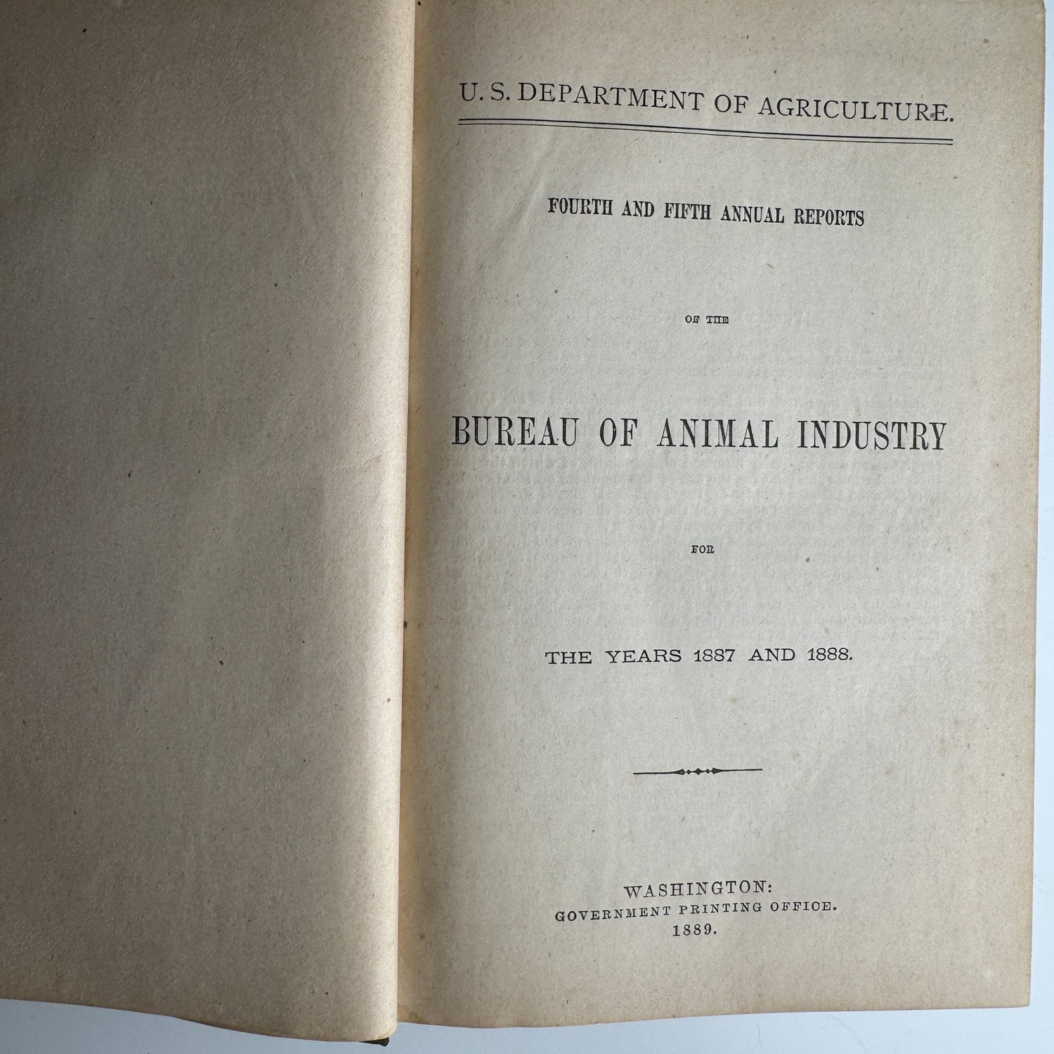 U.S. Department of Agriculture Bureau of Animal Industry Reports, 1887–1888, 1889 Hardcover - Pretty Old Books