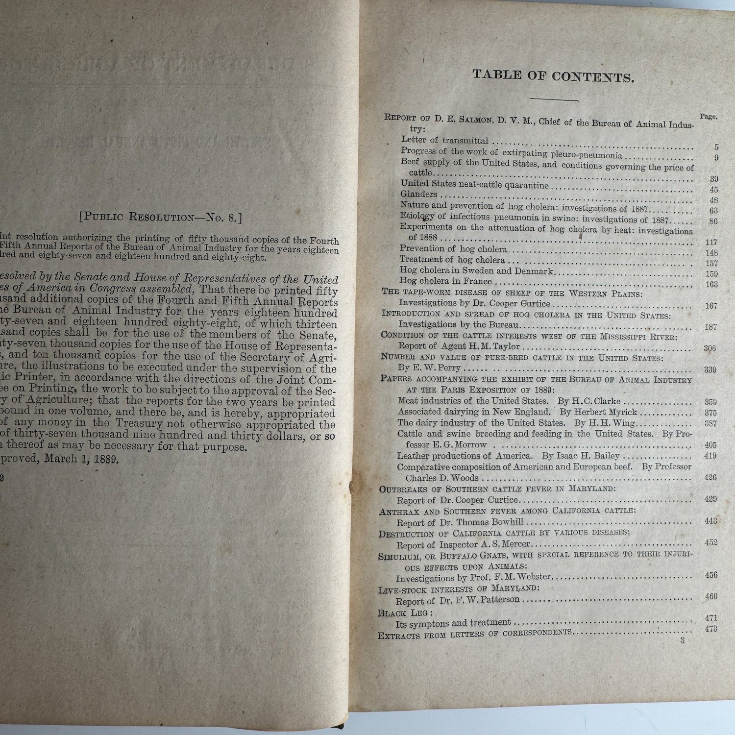U.S. Department of Agriculture Bureau of Animal Industry Reports, 1887–1888, 1889 Hardcover - Pretty Old Books