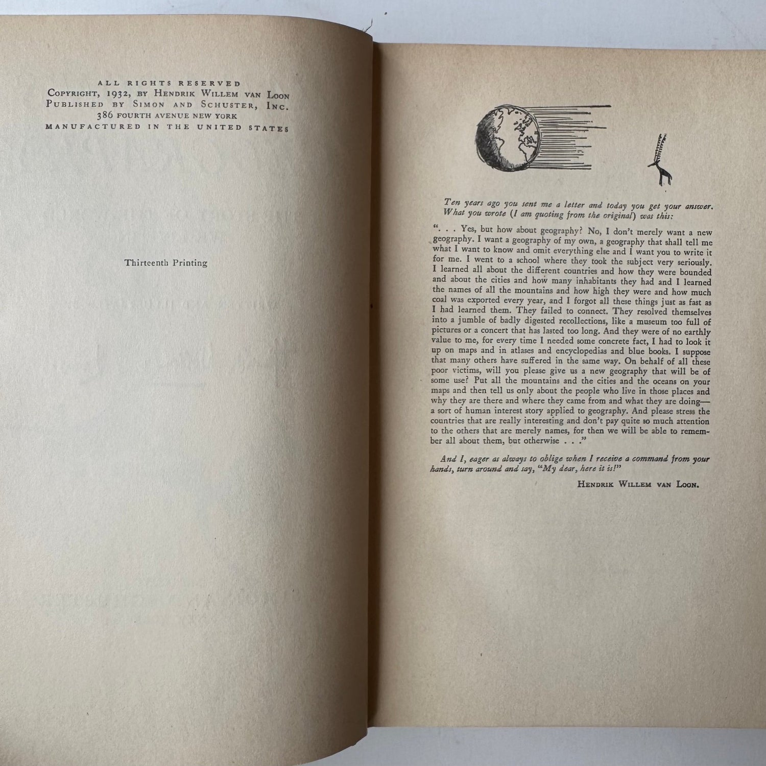 Van Loon's Geography, 1936, 13th Printing, Hardcover Illustrated - Pretty Old Books