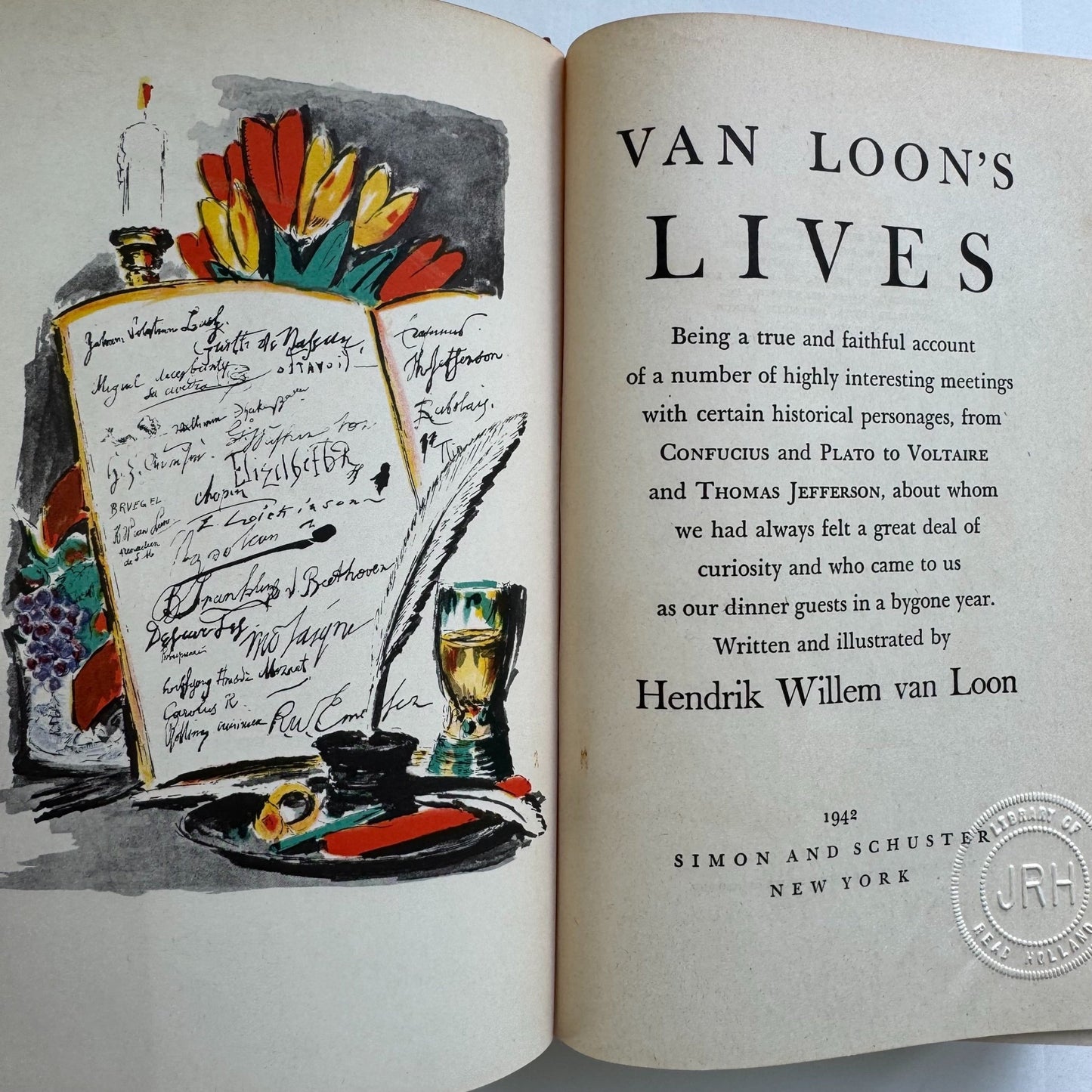 Van Loon's Lives, 1942, Biography, History, Hardcover Illustrated - Pretty Old Books