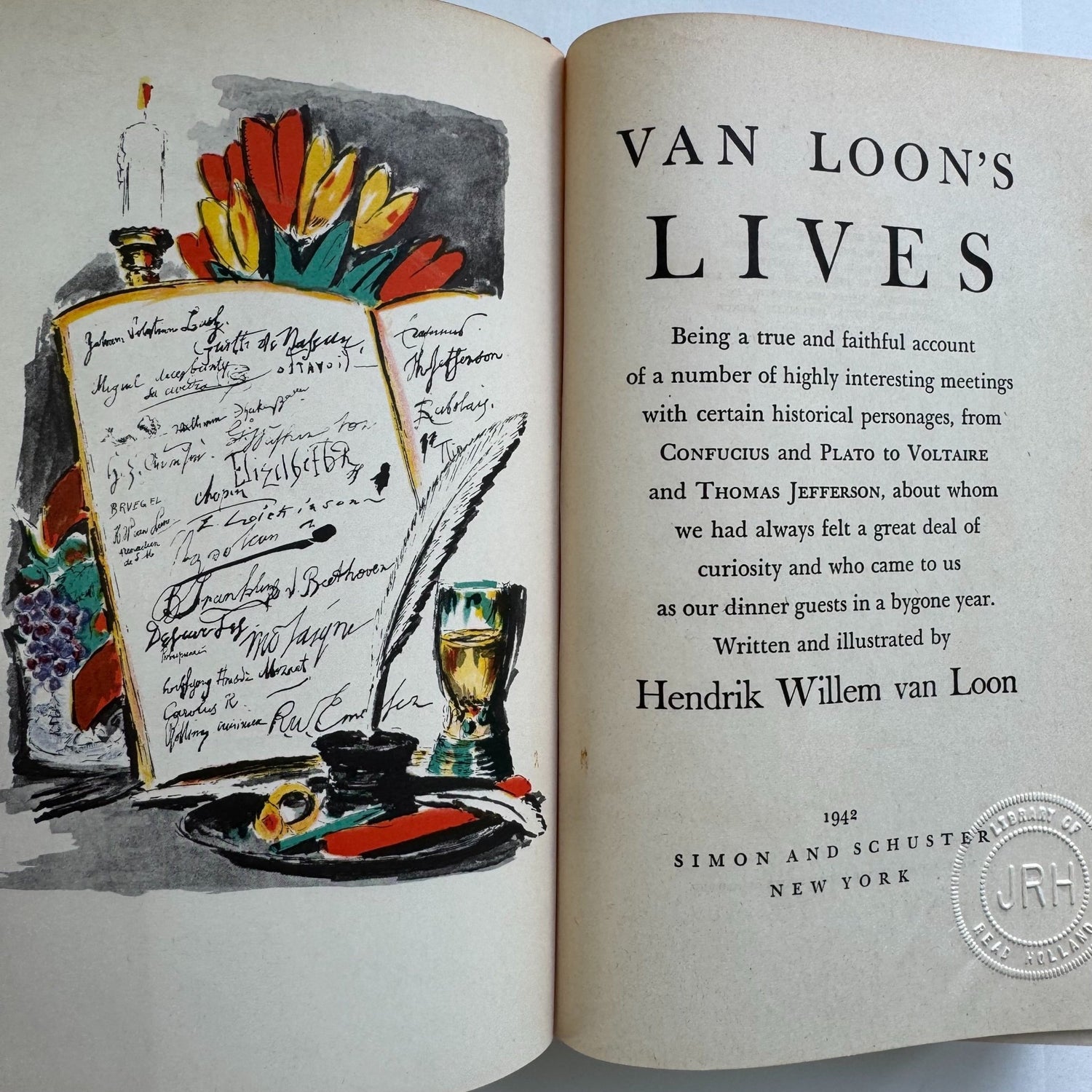 Van Loon's Lives, 1942, Biography, History, Hardcover Illustrated - Pretty Old Books