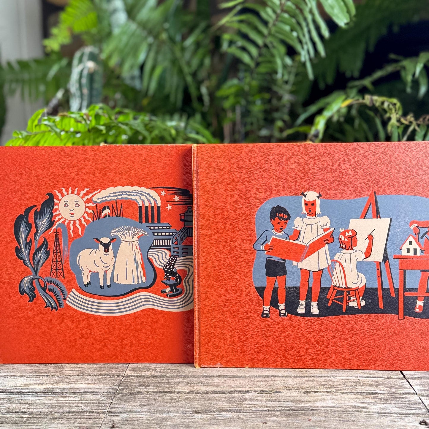 Vintage 1949 Complete Childcraft How and Why Library Set in Orange, Volumes 1-14 - Pretty Old Books