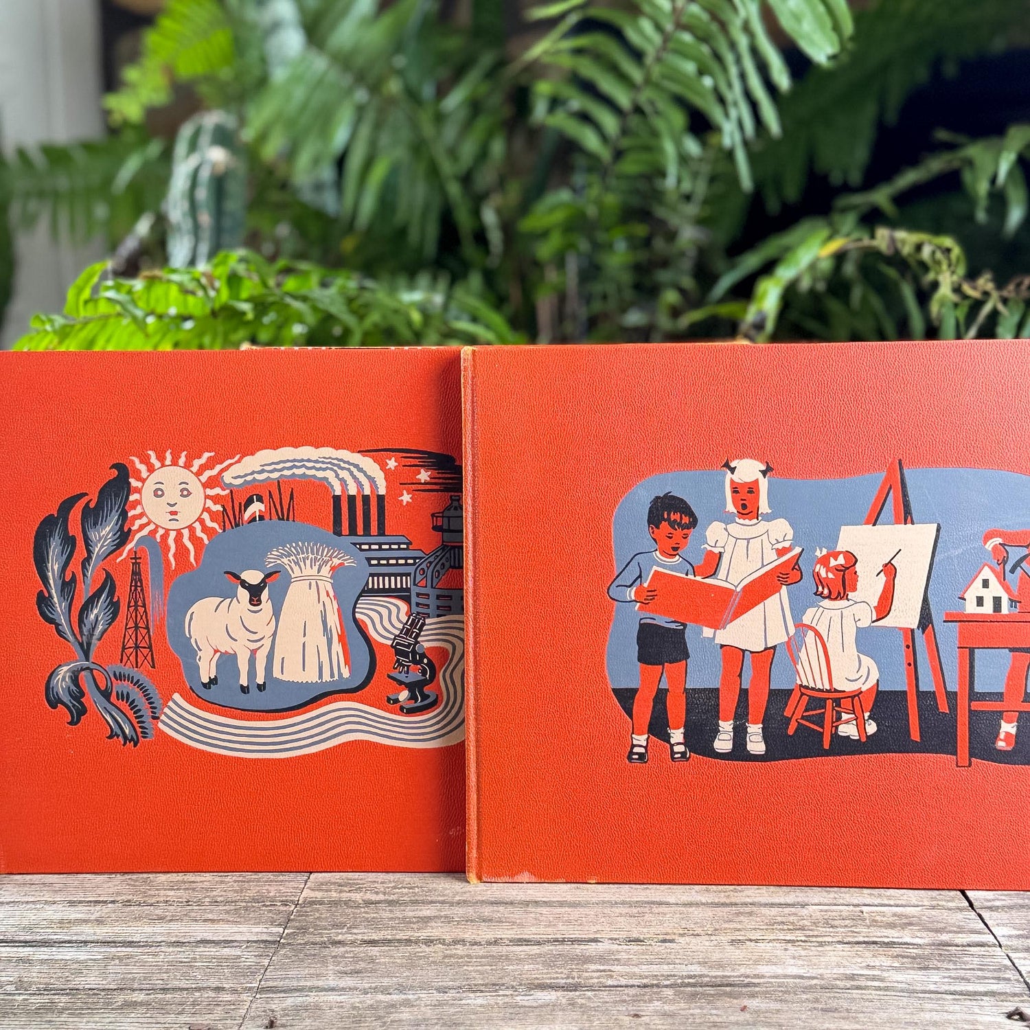 Vintage 1949 Complete Childcraft How and Why Library Set in Orange, Volumes 1-14 - Pretty Old Books