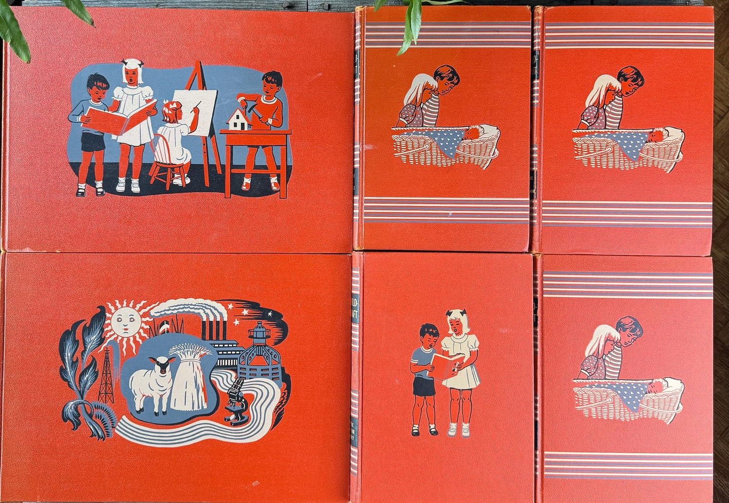 Vintage 1949 Complete Childcraft How and Why Library Set in Orange, Volumes 1-14 - Pretty Old Books