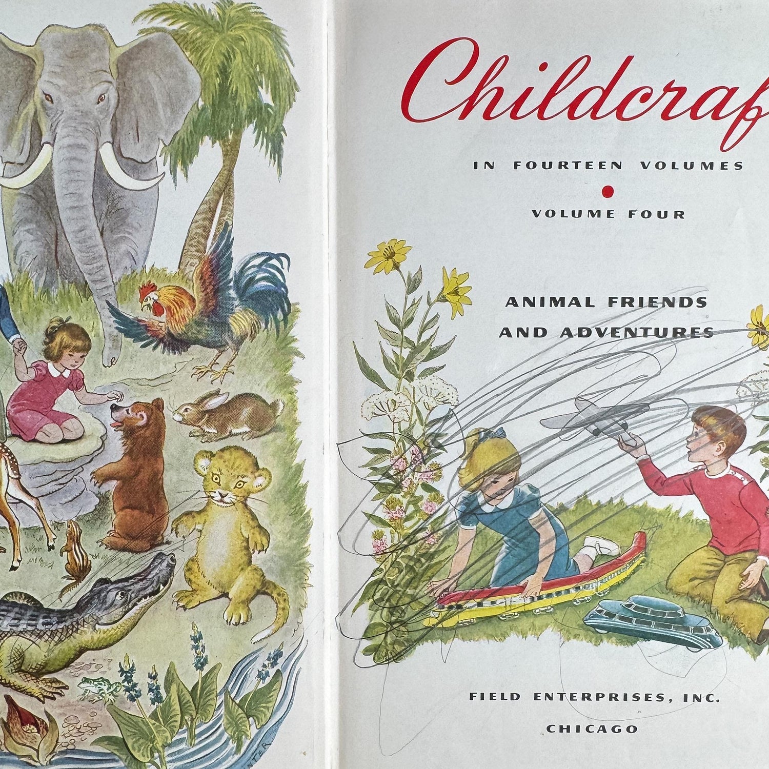 Vintage 1949 Complete Childcraft How and Why Library Set in Orange, Volumes 1-14 - Pretty Old Books