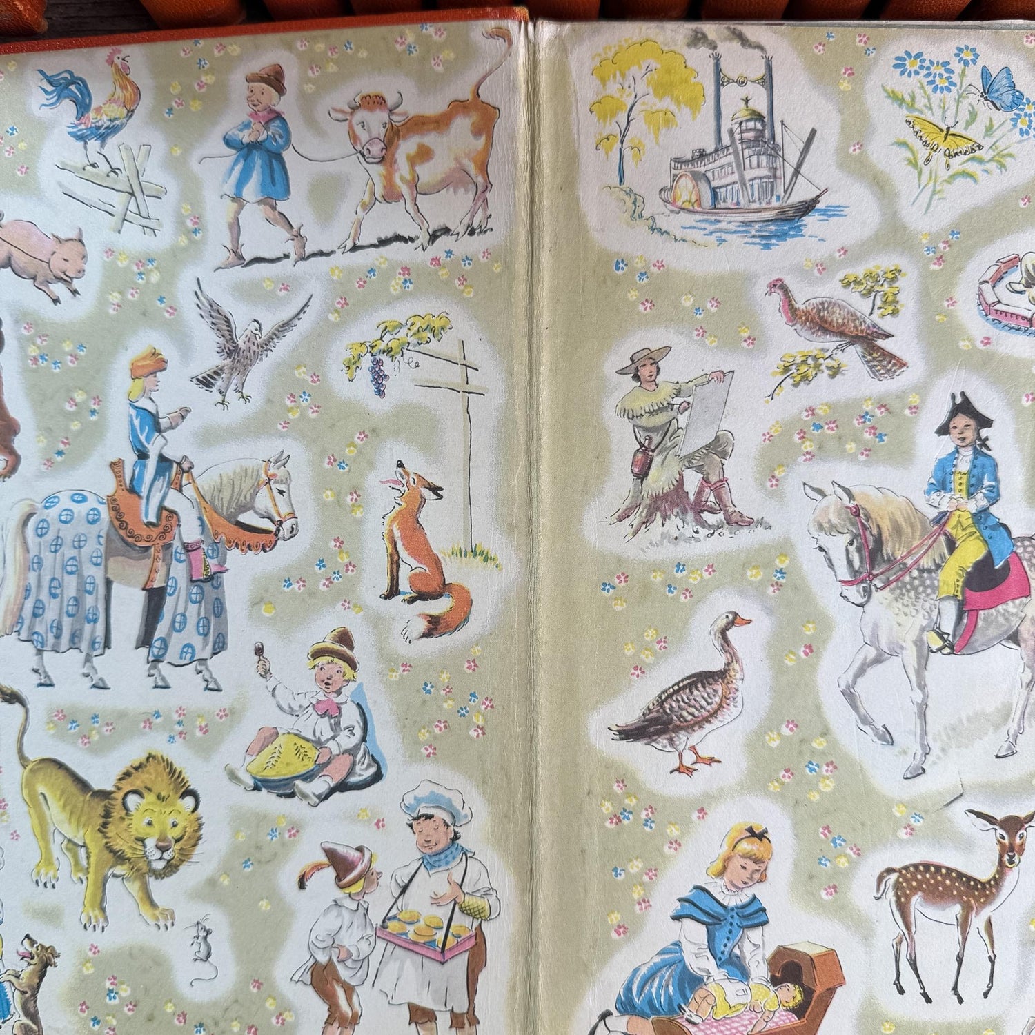 Vintage 1949 Complete Childcraft How and Why Library Set in Orange, Volumes 1-14 - Pretty Old Books
