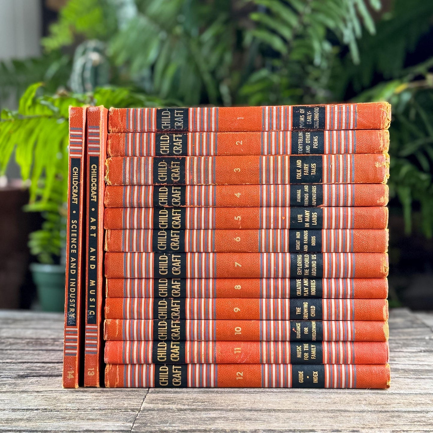 Vintage 1949 Complete Childcraft How and Why Library Set in Orange, Volumes 1-14 - Pretty Old Books