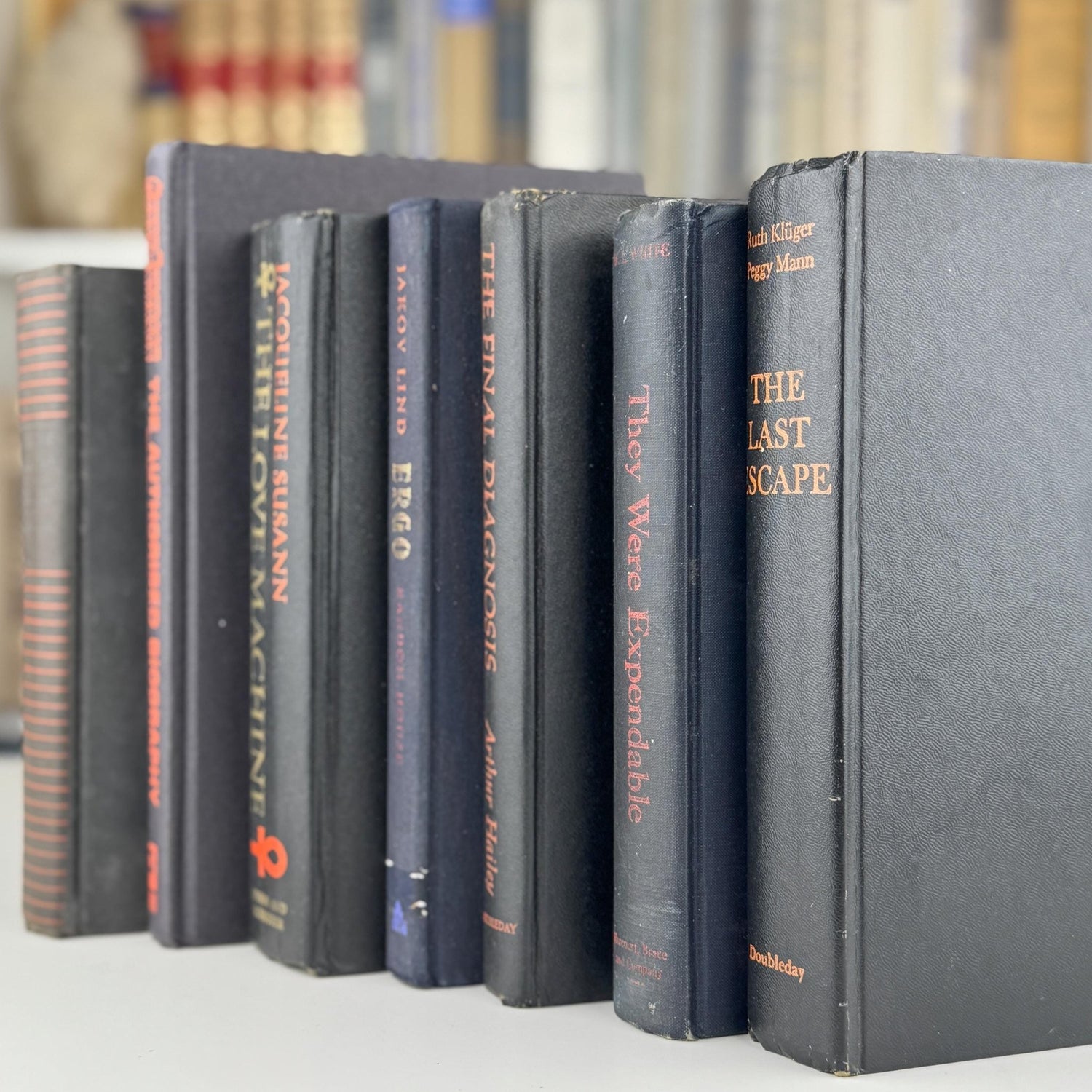 Vintage Black and Orange Book Bundle for Halloween Shelf Styling and Gothic Decor - Pretty Old Books